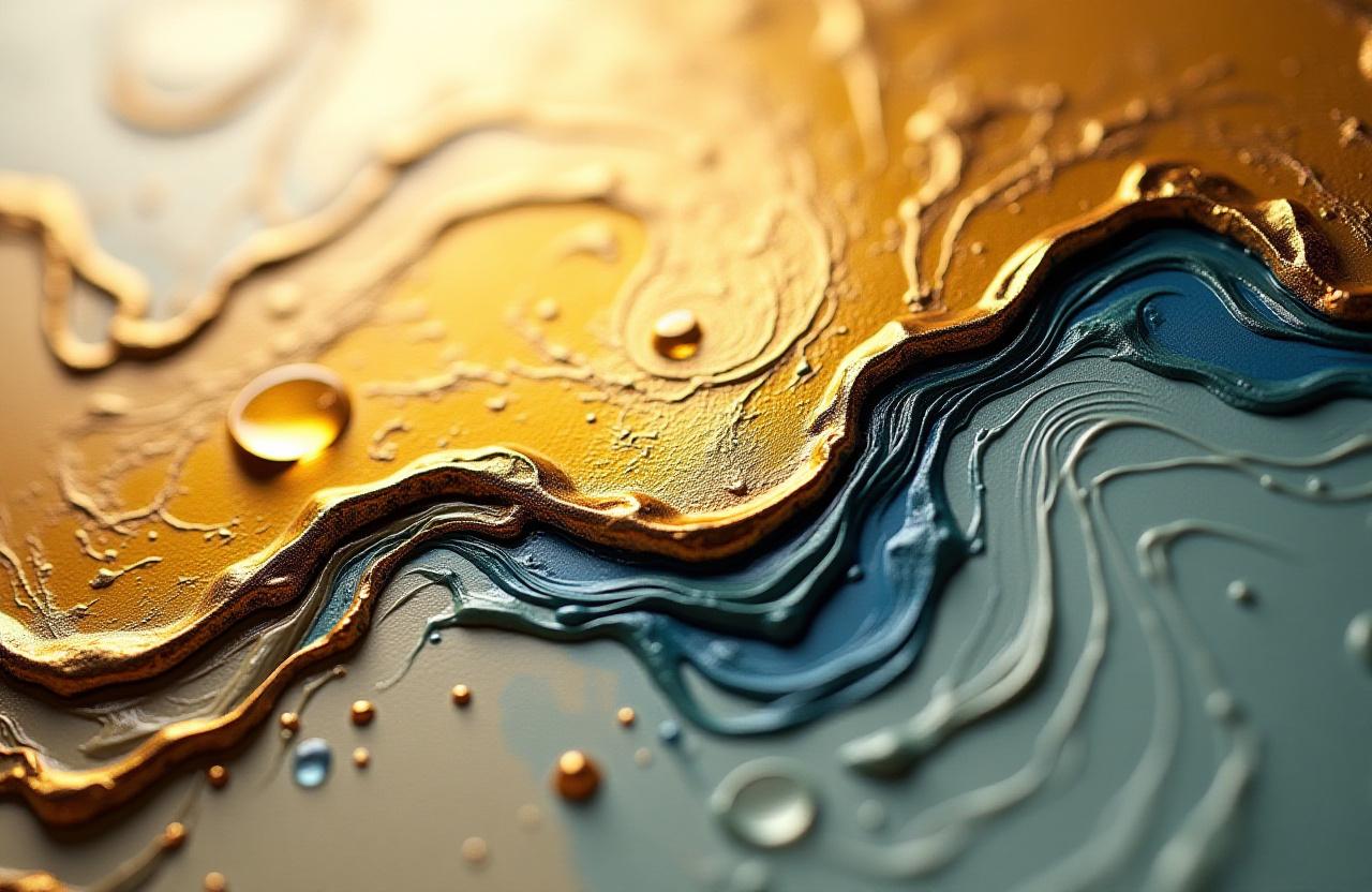 Close up of a contemporary masterpiece with golden textures